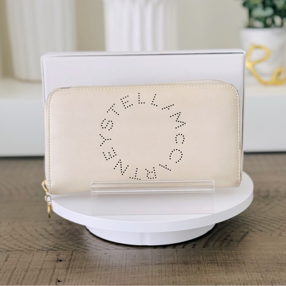 Stella McCartney Logo Perforated Continental Zip Around Wallet